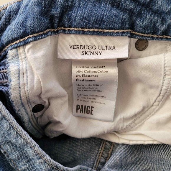 Paige Jeans Womens 28 Verdugo Ultra Skinny Distressed Ripped Medium Wash - Picture 11 of 12